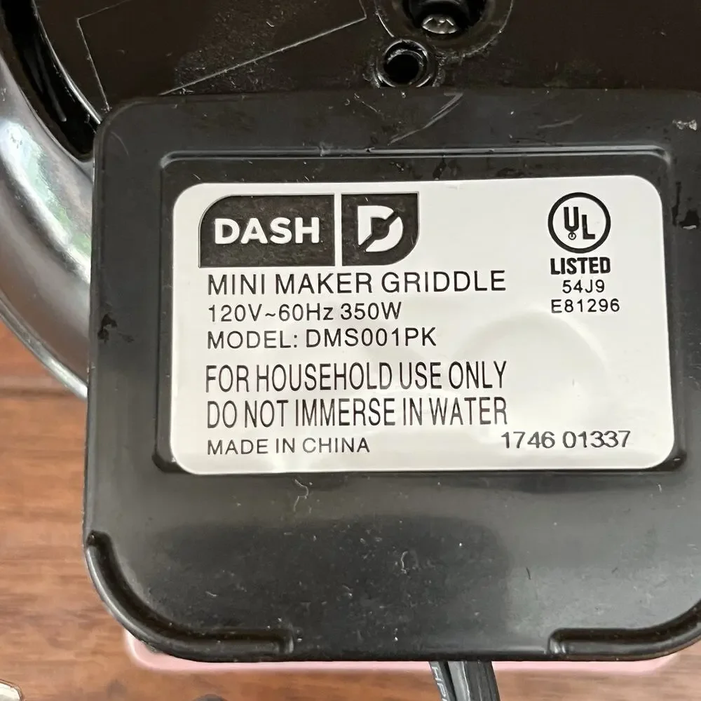 Dash Mini Maker Griddle Model DMS001PK Pink